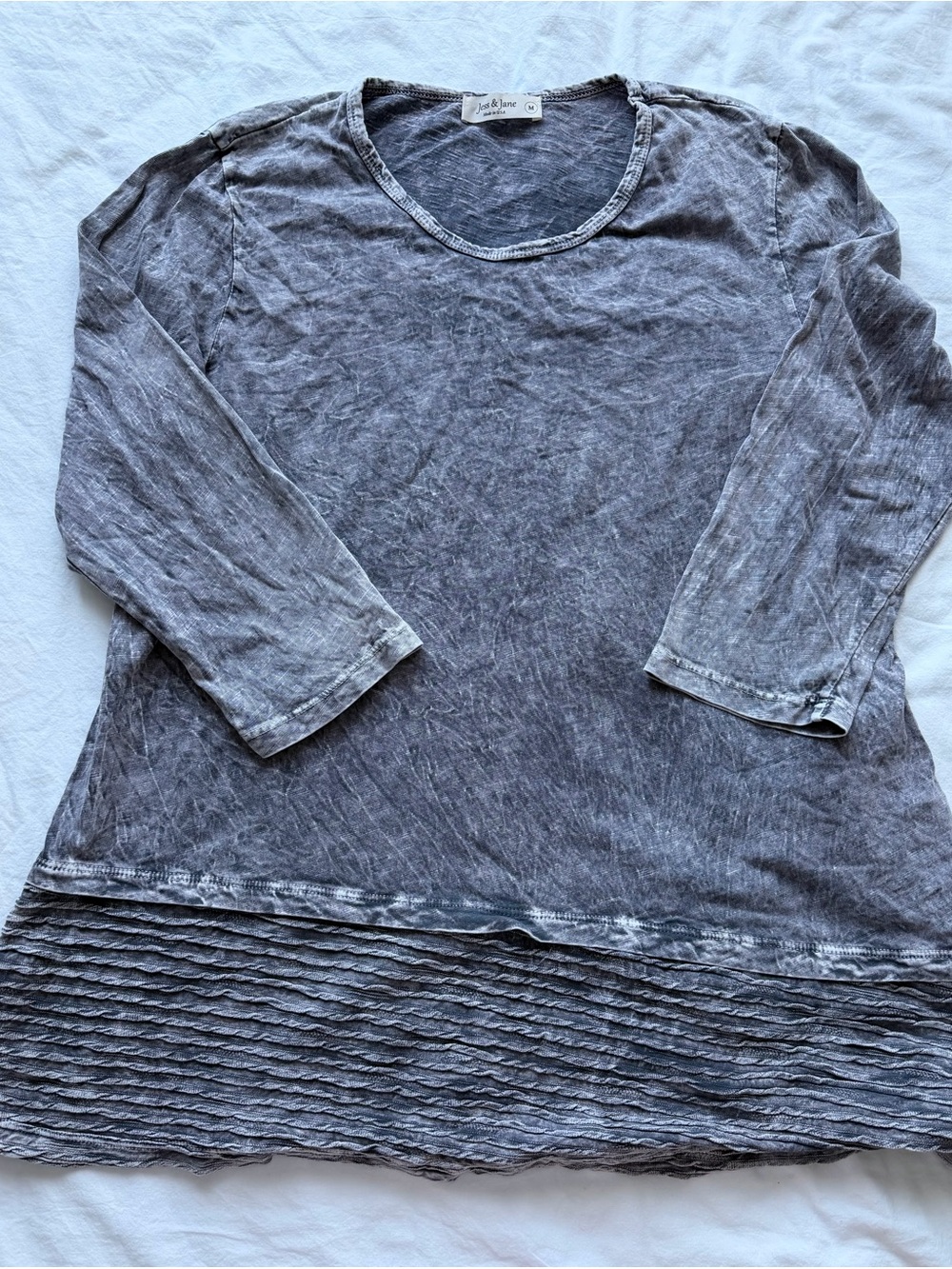 easel Jane Washed Gray Long Sleeve Tunic